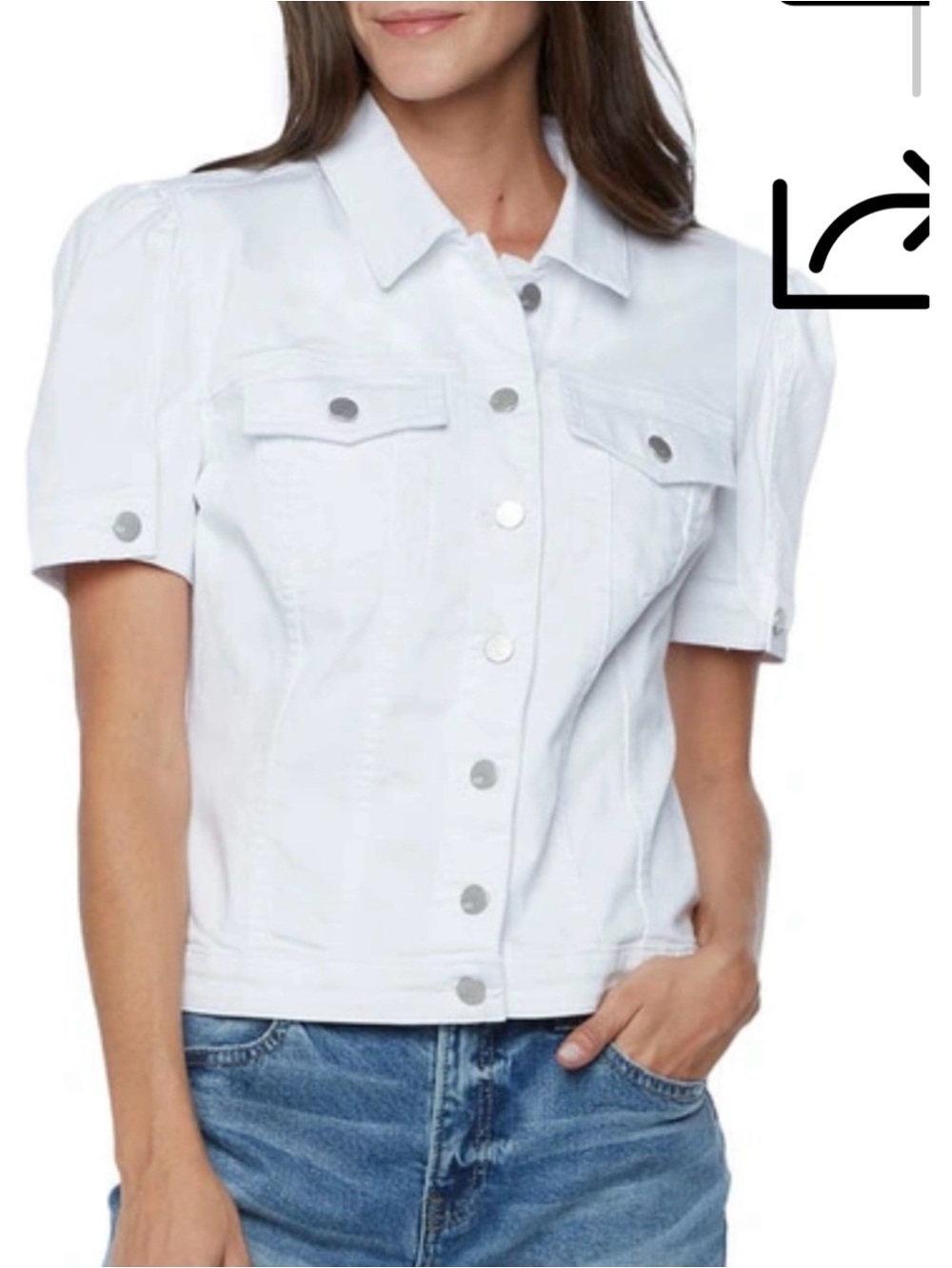 Wash Lab Denim Puff Sleeve Denim Jacket Size X-Small in Bleached White